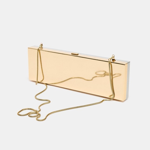 Zara Handbags - Zara Golden/Silver Elongated Rigid Minaudière.